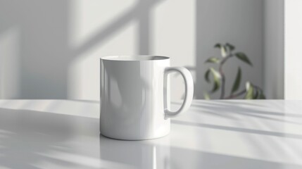 Mug on the table on a white background