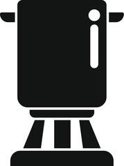 Black and white icon of a portable gas stove standing on a special stand, perfect for cooking while camping or during outdoor activities