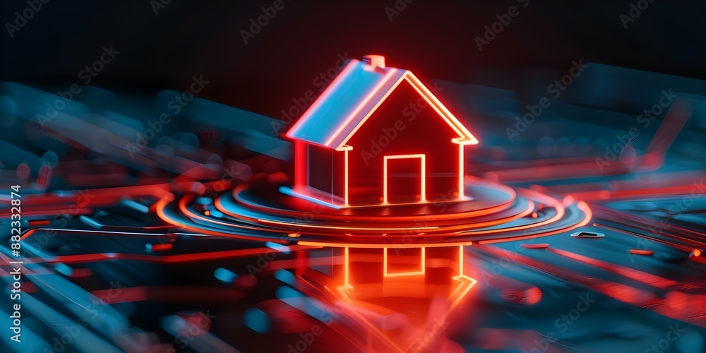 Poster 3d smart home system isolated on modern background for advanced automation. concept smart home techn