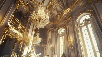 Rococo palace. Relief ornament in Rococo style