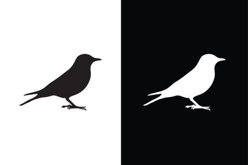 Bird on a branch. Bird icon. Vector elements for design. Bird icon, silhouette, logo on white background