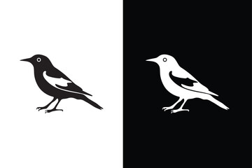 Bird icon silhouette. Vector elements for design. Bird icon, silhouette, logo on black