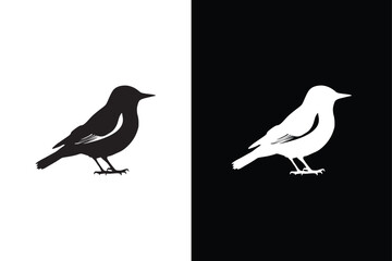 Bird icon silhouette. Vector elements for design. Bird icon, silhouette, logo on white black background