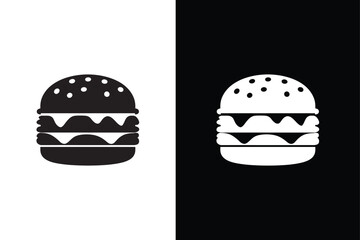 Burger vector icon silhouette. Burger icon. Fast food illustration sign collection.