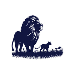 Vector Lion silhouette design illustration template	