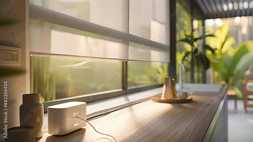 Poster the power source for the blinds a compact battery pack that can be easily rep when needed.