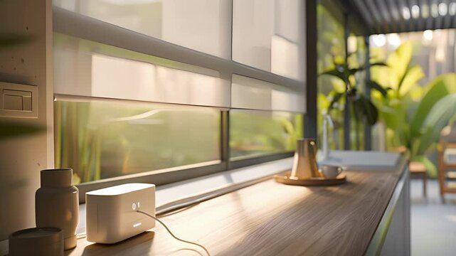 The power source for the blinds a compact battery pack that can be easily rep when needed.