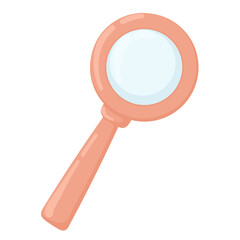 Magnifying glass illustration in cartoon vector style. Flat illustration of magnifying glass isolated on white background.