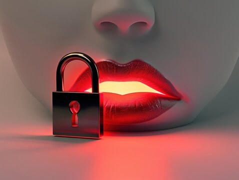 Lippen mit Schloss im surrealen Licht