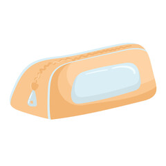 School education pencil case cartoon in vector flat style. Pencil case education sign. Isolated vector illustration