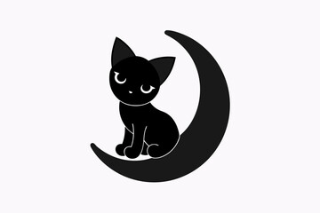 black cat on white background