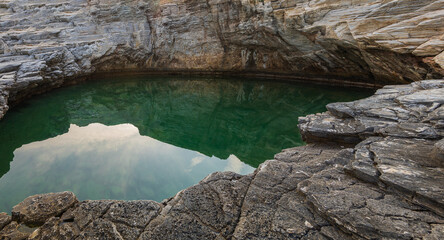 Beautiful seaside landscape on the island of Thassos - Giola lagoon - Eye of Zeus.
