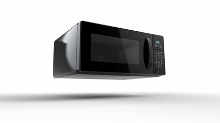 Obraz premium A silver microwave is shown in a white background. The microwave is turned off and is not in use
