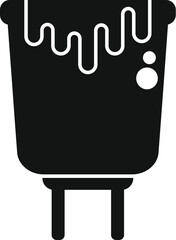 Simple black icon of a full paint bucket with paint dripping down the side, isolated on a white background