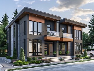 An expansive two-story house with modern design, ideal for featuring in business rentals.