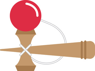 Traditional Kendama Japanese skill toy flat icon.