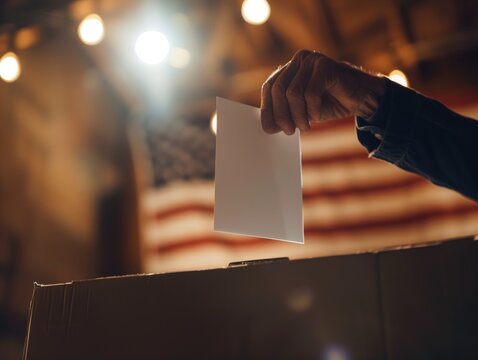 Abstimmung vor amerikanischer Flagge