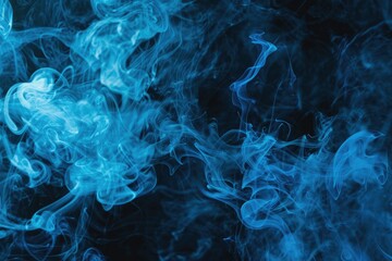 Obraz premium Ethereal Image of Blue Smoke Against a Black Backdrop Creating a Striking and Atmospheric Visual