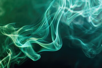 Fototapeta premium Abstract Shot of Green Smoke Billowing Against Dark Backdrop Capturing Fluid Mysterious Nature