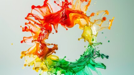 Vivid Abstract Swirls of Multicolored Paint on White Background