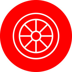 Wheel Vector Line White Circle Red