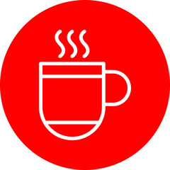 Hot Coffee Vector Line White Circle Red