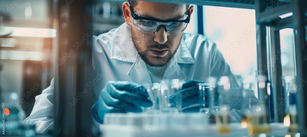 Poster engineers developing lightweight materials for next-generation aircraft design and testing in labora