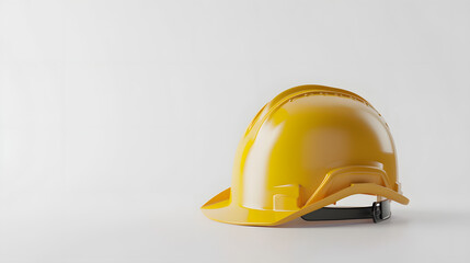 A yellow helmet in 3d style. Realistic construction or working safety yellow helmet mock up. Builder's helmet. Protective hardhat.