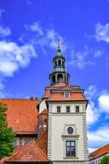 Das Lüneburger Rathaus mit barocker Fassade, Hauptsitz von Rat und Verwaltung der Hansestadt Lüneburg in Niedersachsen, Deutschland