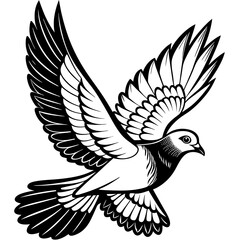realistic flying pigeon