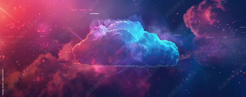 Wall mural cloud connection for transfer data on internet , technology concept panorama. generative ai.