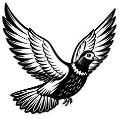 realistic flying pigeon