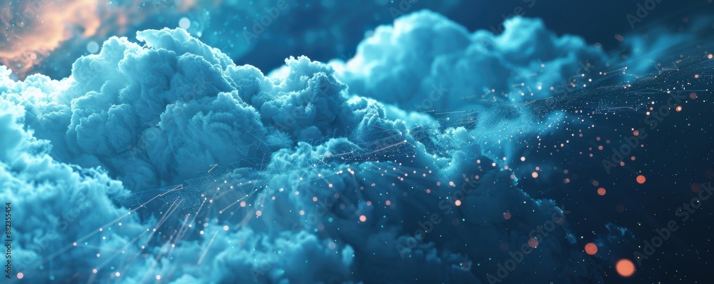 Wall mural cloud connection for transfer data on internet , technology concept panorama. generative ai.