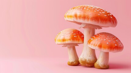 Obraz premium Mushroom on pink background