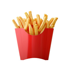 Isolated french fries on red package Generative Ai