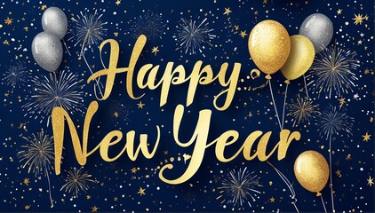 Naklejka premium Greeting card with calligraphy lettering Happy New Year