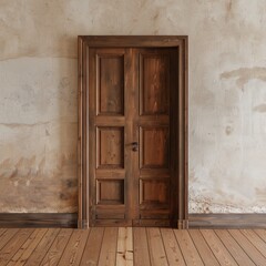 Realistic different color closed wooden doors set isolated on white background. Elements of architecture. Design template for graphics. Colorful front doors vector illustration. Generative AI