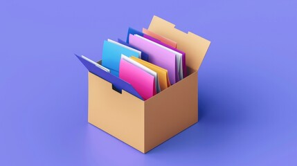 A 3D-styled box filled with organized folders of documents.


