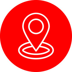 Arrived Destination Vector Line White Circle Red