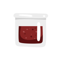 Red tkemali, Georgian sauce made from the plums in flat style. Vector illustration isolated on white background