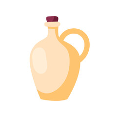 Doki Georgian clay jug for strong alcohol drinks. Clay Jar for wine. Flat vector illustration isolated on white background