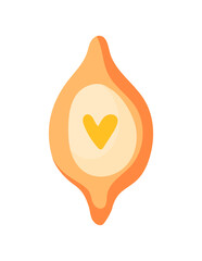 Adjaruli, georgian dish Adjarian khachapuri with heart-shaped yolk in flat style. Vector illustration isolated on white background