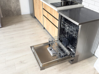 Open new dishwasher in kitchen
