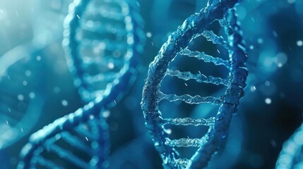 Illustration of a blue helix human DNA structure