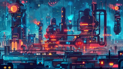 A smart factory equipped with advanced automation technology, illustrating modern industrial processes.

