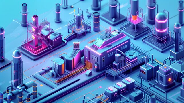 A smart factory equipped with advanced automation technology, illustrating modern industrial processes.

