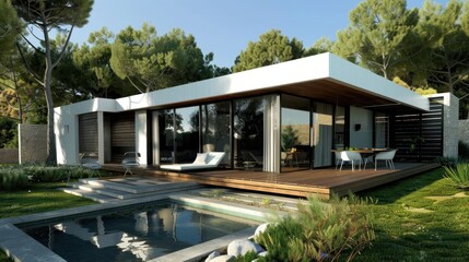 Fototapeta premium Modern Minimalist House with Pool