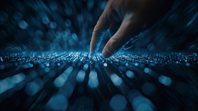 Hand interacting with digital interface - Powered by Adobe