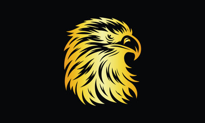 Obraz premium Eagle Vector Illustration Set, Black Silhouettes, Golden Eagle, Golden Eagle Bird Logo Design Premium Vector