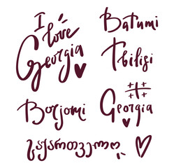 Lettering set of country Georgia. Vector illustration isolated on white background
